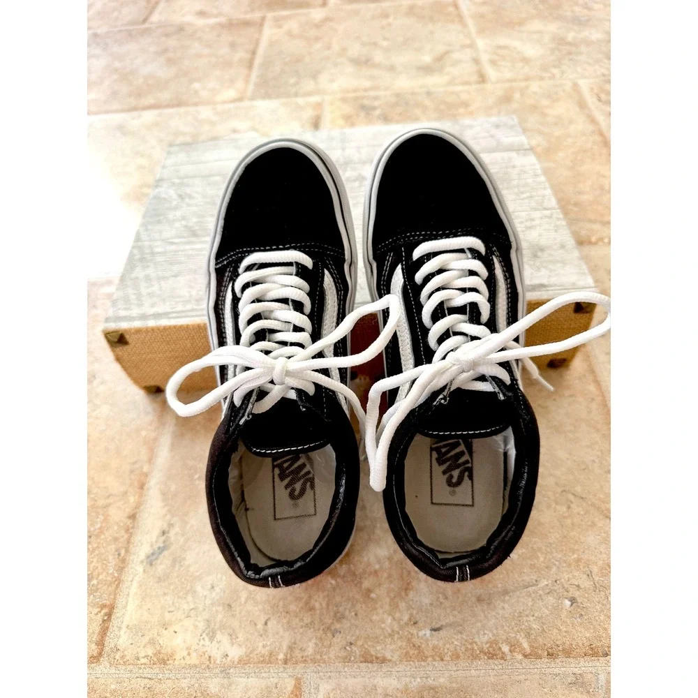 Vans Old Skool Black White Suede Canvas Skate Shoes Womens 7.5 Mens 6.0